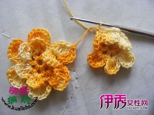 毛衣编织花样5000 立体单元花<em>一线连</em>(详细过程