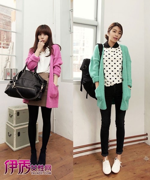 彩色<em>针织开衫搭配</em> 明媚早春最迷人(2)_单品搭配