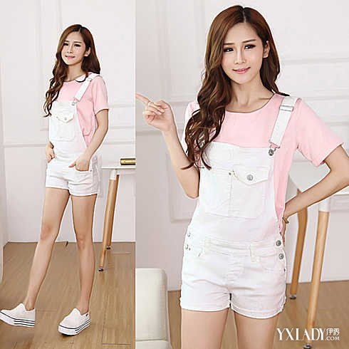 【图】白色<em>短裤背带裤搭配</em> 时尚白色背带穿出