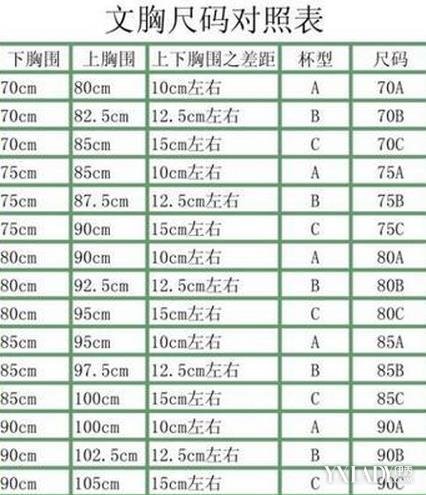 【图】内衣尺码分类尺码表 内衣正确的穿戴方法介绍