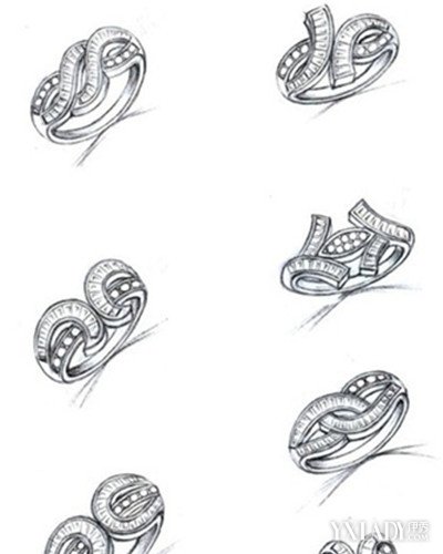 珠宝戒指手绘设计图展示