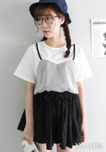 【图】条纹女体恤百搭短裙裤 引爆夏日甜美可