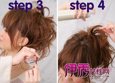 <em>发型设计步骤</em>图片 图解非主流丸子头扎法(7)_流