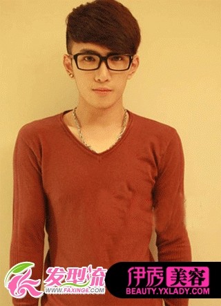 斜刘海男士发型+