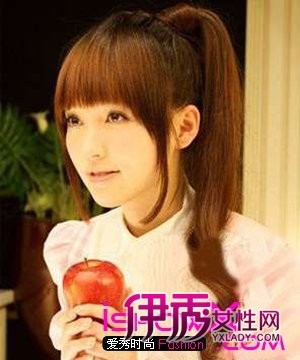 圆脸齐刘海直发马尾 纯真学院风瘦脸发型(2)_流