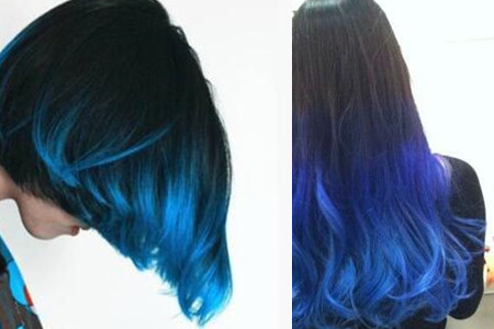 头发本来的黑色,然后依次到发尾的话,就会慢慢的变成越来越深的黑蓝色